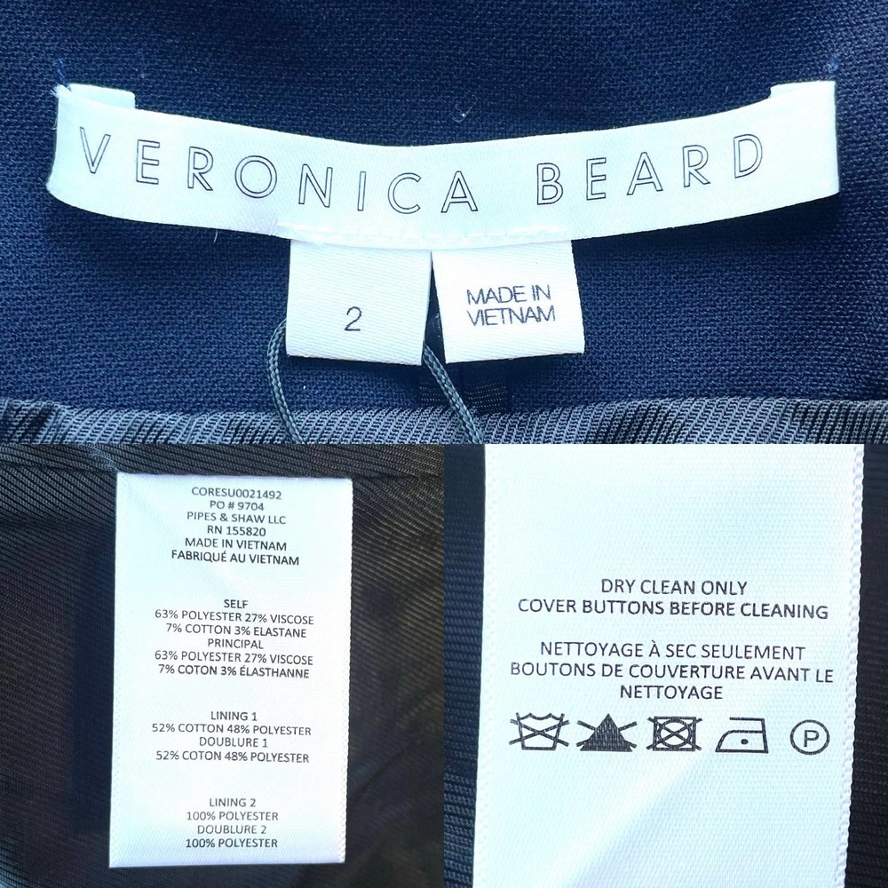 NWT Veronica Beard Miller Dickey Jacket Blazer Navy Blue Gold Buttons Size 2 - Picture 5 of 13